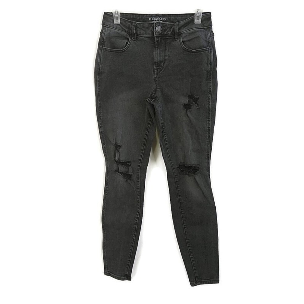 Maurices High Rise Distressed Skinny Jeans Black Grunge Alt Indie Sleaze szโ S